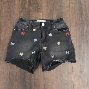 Girls Black Shorts with Colorful Butterfly Accents